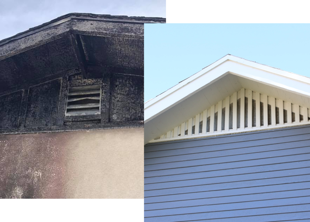 Before and after pictures of burned home restoration in Yuma, AZ