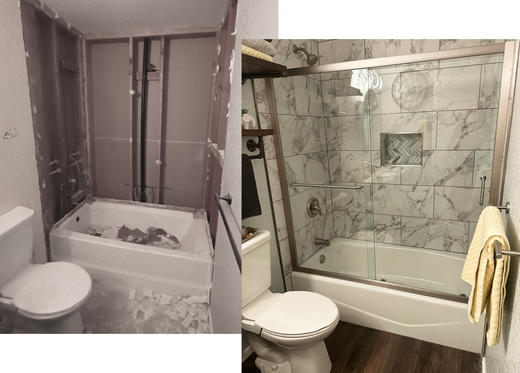 Before and after bathroom remodel